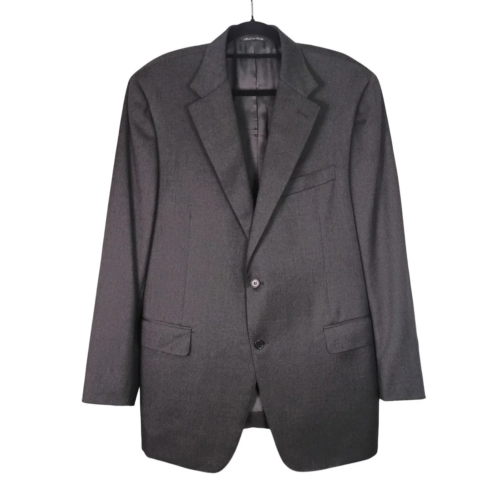 Canali Mens Charcoal Gray 100% Wool 2 Button Blazer Sport Coat Made in Italy 46R